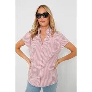 POMANDER PLACE Red Stripe Rae Blouse Size L NWT Retail $98 Tuckernuck